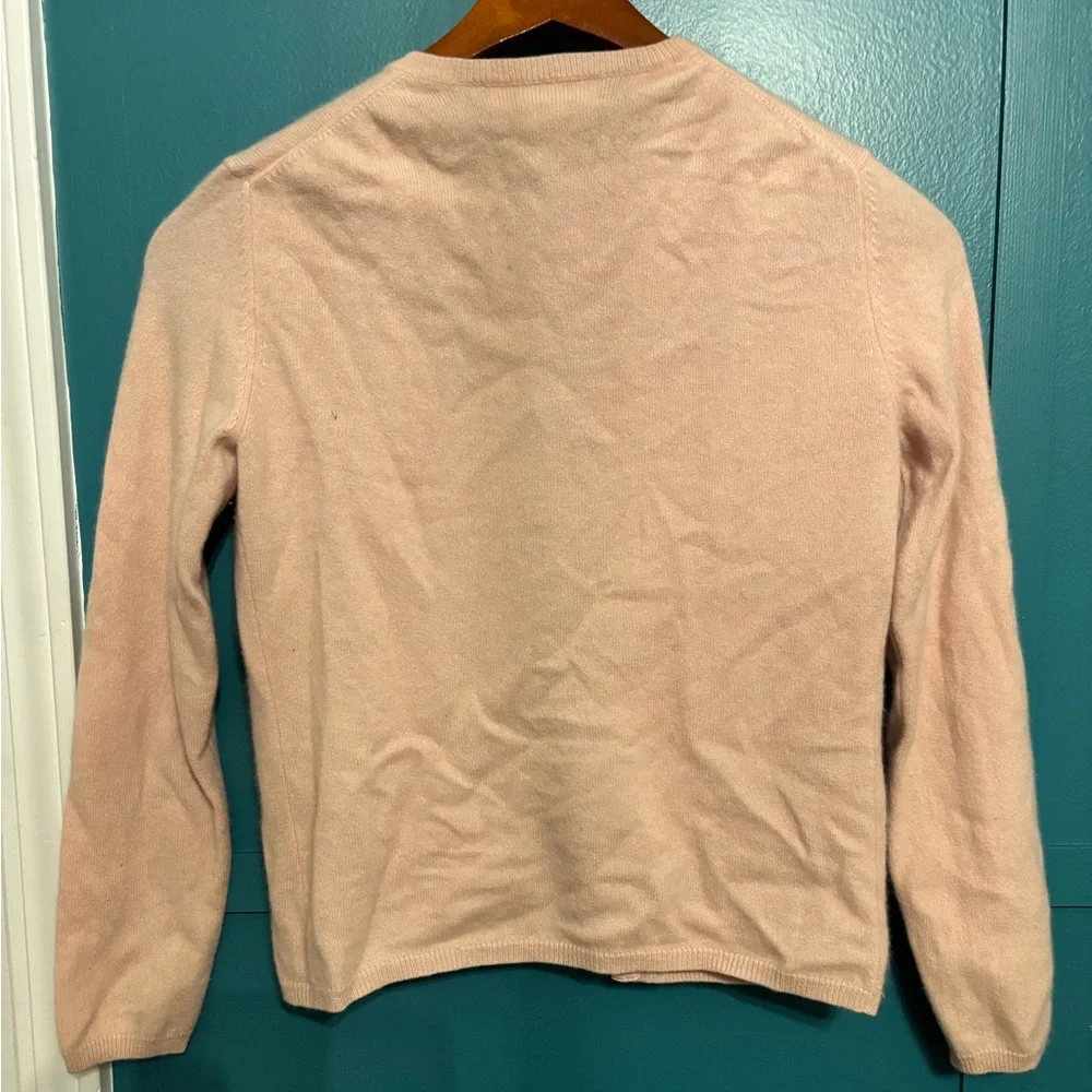 Peck & Peck Soft Pink 2 Ply 100% Cashmere Cardigan Sweater Size Small - Picture 2 of 5